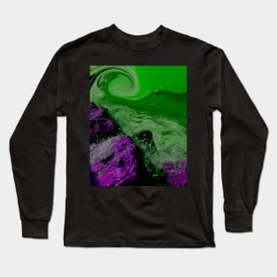 Song of the sea, ocean waves surfing the rocks of a splashing dashing restless Caribbean Sea Long Sleeve T-Shirt